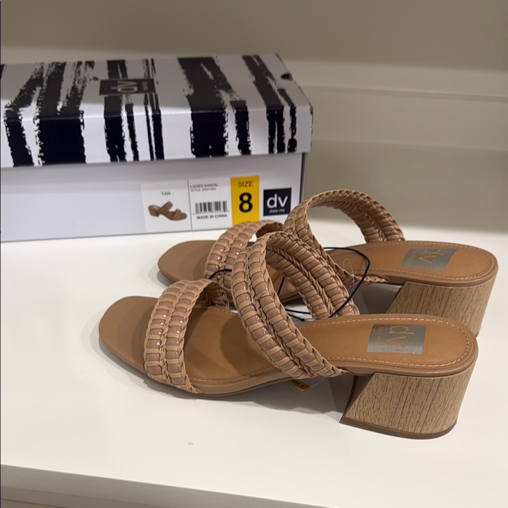 DV by Dolce Vita Tan Braided Block Heel Sandals